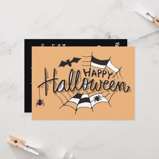 Halloween spider web fun ☜ Carte d'invitation pers (Devant/Arrière en situation)