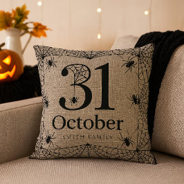 Halloween Spider Web gepersonaliseerd op 31 oktobe Kussen