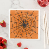Halloween Spider web met Spider op Sinaasappel Servet (Insitu)