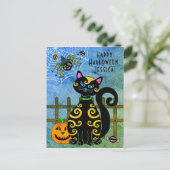 Halloween Spider Witch Aangepaste naam Feestdagenkaart (Staand voorkant)