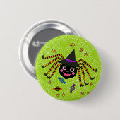 Halloween Spider Witch met Snoep Rond Ronde Button 5,7 Cm (Voorkant /achterkant)