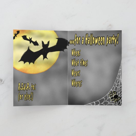 HALLOWEEN SPIDERS & BATS Invitation (Intérieur)