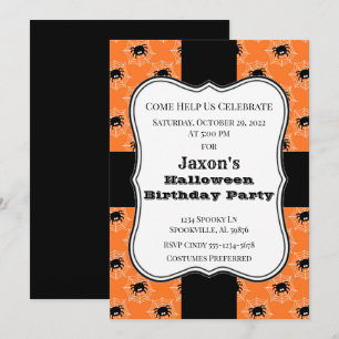 Halloween Spiders Birthday Party Kaart