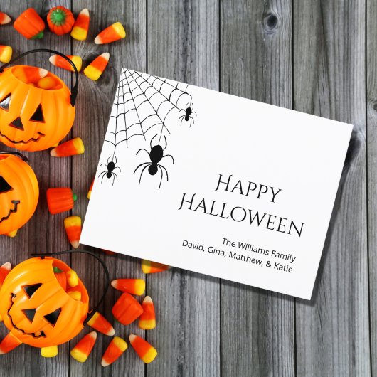 Halloween Spiders Creepy Web Black White Holiday Briefkaart
