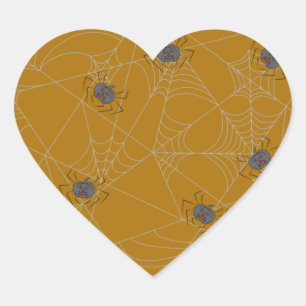 Halloween spiders web and pumpkins hart sticker