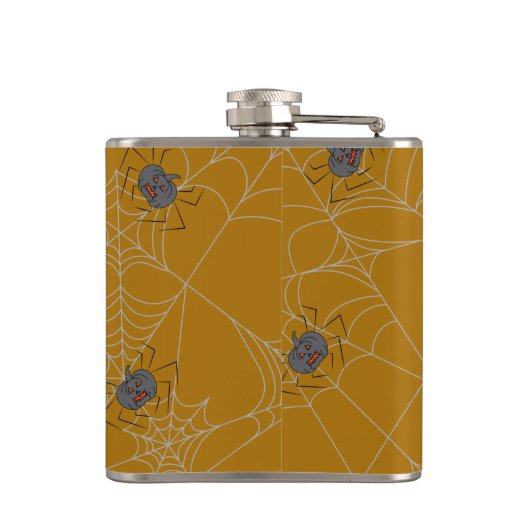 Halloween spiders web and pumpkins heupfles (Achterkant)