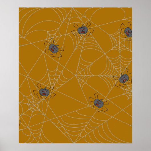 Halloween spiders web and pumpkins poster (Voorkant)