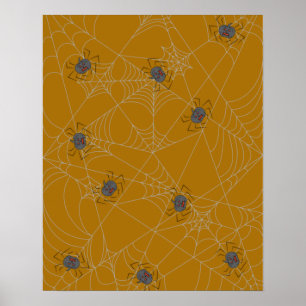 Halloween spiders web and pumpkins poster