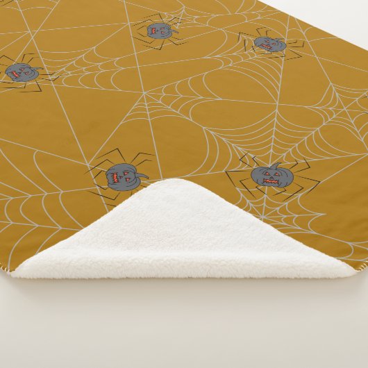 Halloween spiders web and pumpkins sherpa deken (3/4)