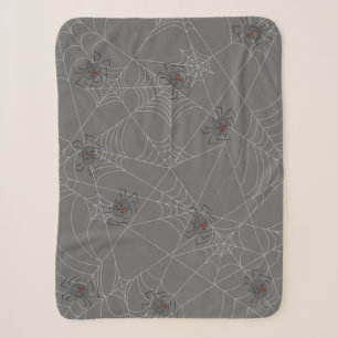 Halloween spiders web and pumpkins sherpa deken