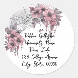 Halloween Spiderweb College Student Mailing Adres Ronde Sticker