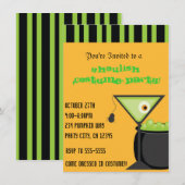 Halloween Spin MArtini Cocktail Feest Uitnodiging (Voorkant / Achterkant)