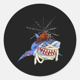 Halloween Spin Shark Prestatie Ronde Sticker