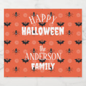 Halloween spin, vleermuis & spinnenweb patroon bier etiket (Enkel label)