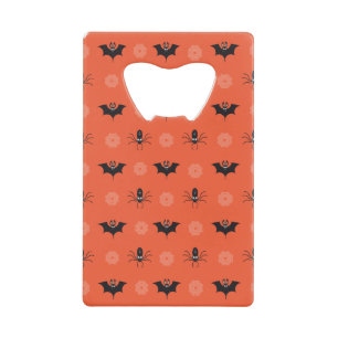 Halloween spin, vleermuis & spinnenweb patroon kredietkaart flessenopener