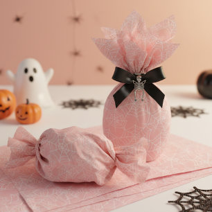 Halloween Spinnenweb Patroon Zachte Roze Wit ID132 Tissuepapier