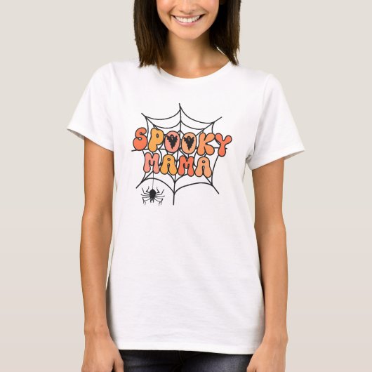 Halloween spinnenweb spooky mama trick or treat t-shirt (Voorkant)