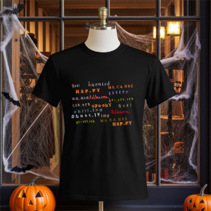 Halloween Spirit Woorden, Elegante Herfst Kleurrij T-shirt