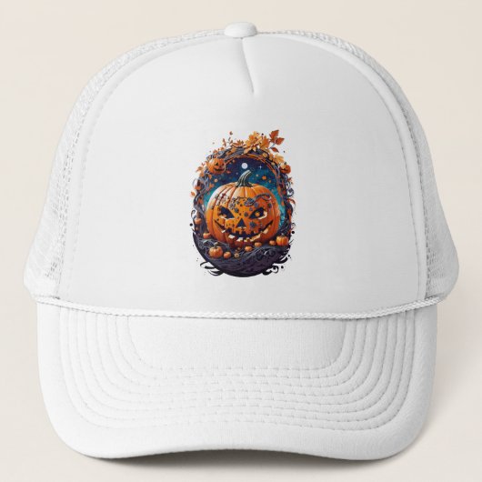 Halloween splash kleur pompoen trucker pet (Voorkant)