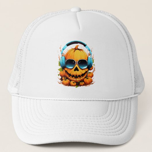 Halloween splash kleur pompoen trucker pet (Voorkant)