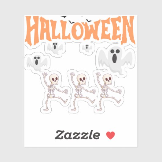 Halloween-spoken en dansende skeletten sticker (Vel)