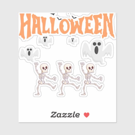 Halloween-spoken en dansende skeletten sticker (Vel)