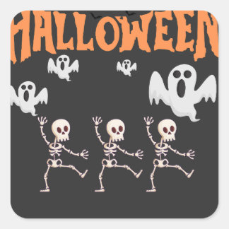 Halloween-spoken en dansende skeletten vierkante sticker