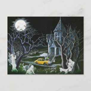 Halloween, spoken, haunted, huis, mansie briefkaart