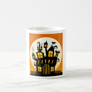 Halloween Spoken Huis Silhouet Volle Maan Koffiemok