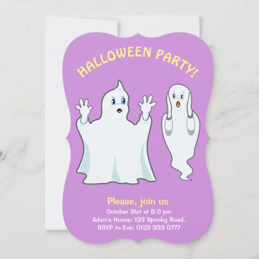 Halloween-spoken in violette uitnodiging (Voorkant)