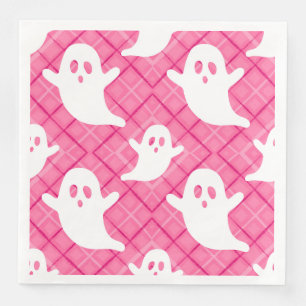 Halloween-spoken op roze ruit servet
