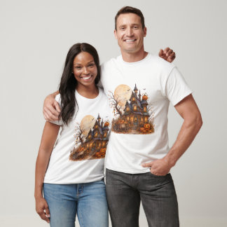 Halloween Spokenhuis en Pompoenkaart T-shirt