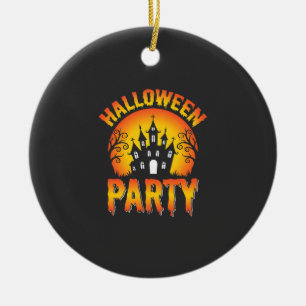 Halloween Spokenhuis Feest Vector Keramisch Ornament