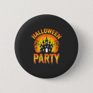 Halloween Spokenhuis Feest Vector Ronde Button 5,7 Cm