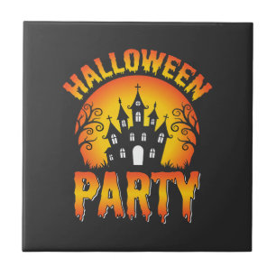 Halloween Spokenhuis Feest Vector Tegeltje