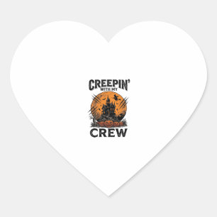 Halloween Spokenhuis Kruipen Met Mijn Bemanning T- Hart Sticker