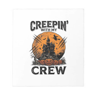 Halloween Spokenhuis Kruipen Met Mijn Bemanning T- Notitieblok