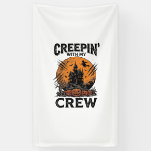 Halloween Spokenhuis Kruipen Met Mijn Bemanning T- Spandoek