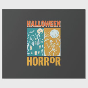 Halloween Spokenhuis Maan Skelet Ontwerp_1 Cadeaupapier