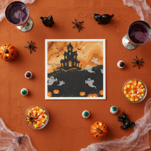 Halloween Spokenhuis Oranje Goud Glitters Servet
