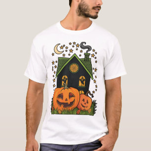 Halloween Spokenhuis Pompoenen Geesten Maan Sterre T-shirt