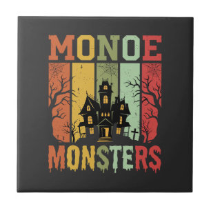 Halloween Spokenhuis Retro Monsters Tegeltje