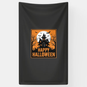 Halloween Spokenhuis Silhouet Vectorontwerp_1 Spandoek