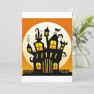 Halloween Spokenhuis Silhouet Volle Maan Kaart