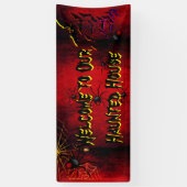 Halloween Spokenhuis Spinnen Vleermuizen Bloedrood Spandoek (Verticaal)