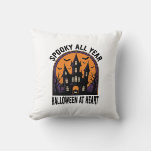 Halloween Spokenhuis Vintage Gravure Griezelige A Kussen