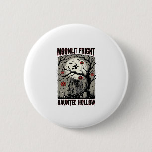 Halloween Spokenhuis Vintage Gravure Maan Shi Ronde Button 5,7 Cm