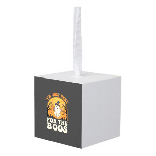 Halloween spook hier voor de boos kubus ornament