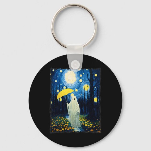 Halloween spook in het bos Van Gogh Sta Sleutelhanger (Voorkant)