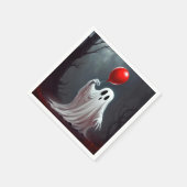 Halloween spook met rode ballon servet (Hoek)